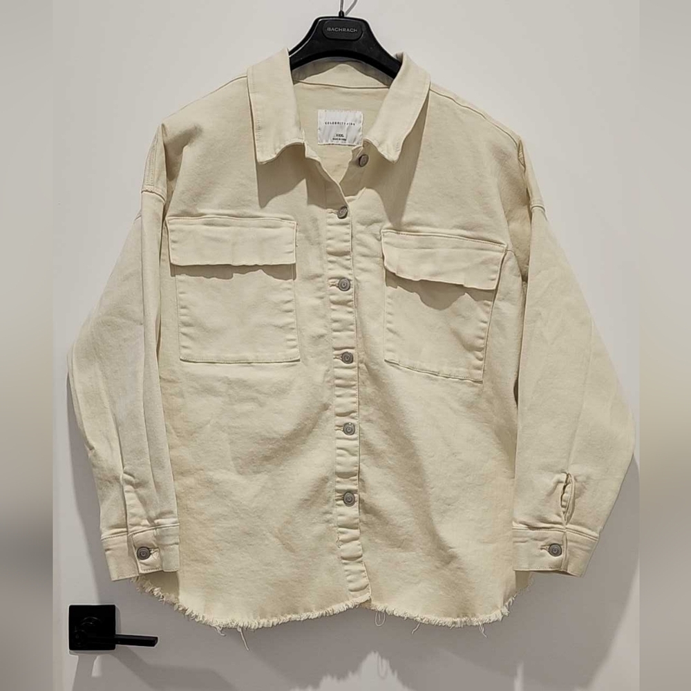 Celebrity Pink Cream Denim Shacket Size - XXL